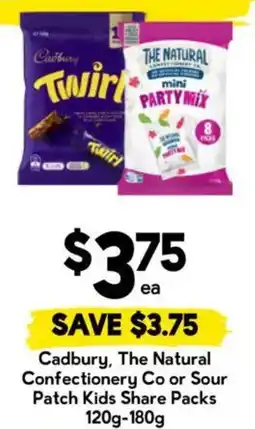 Drakes Cadbury, The Natural Confectionery Co or Sour Patch Kids Share Packs offer