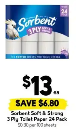 Drakes Sorbent Soft & Strong 3 Ply Toilet Paper offer