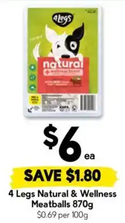 Drakes 4 Legs Natural & Wellness Meatballs offer