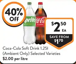 Foodworks Coca-Cola Soft Drink Selected Varieties offer