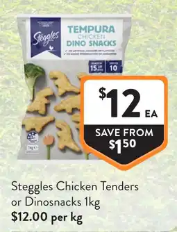 Foodworks Steggles Chicken Tenders or Dinosnacks offer
