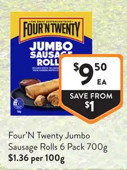Foodworks Four'n Twenty Jumbo Sausage Rolls offer