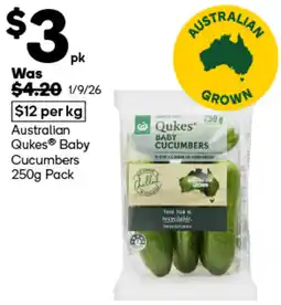Woolworths Australian Qukes® Baby Cucumbers offer