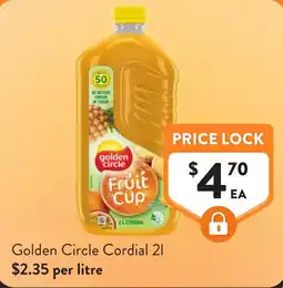 Foodworks Golden Circle Cordial 2l offer