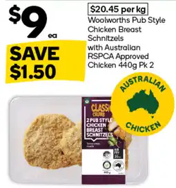Woolworths Classic Crumb 2 Pub Style Chicken Breast Schnitzels offer