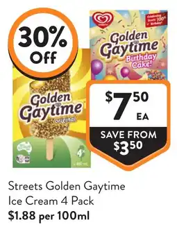 Foodworks Streets Golden Gaytime Ice Cream 4 Pack offer