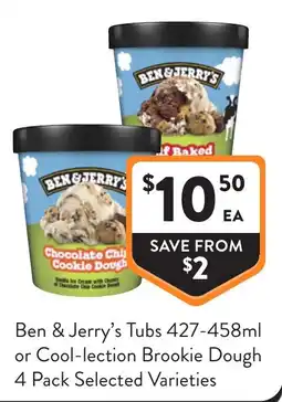 Foodworks Ben & Jerry's Tubs Chocolate Chip Cookie Dough offer