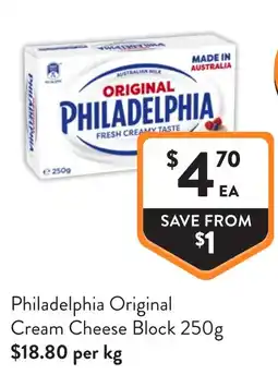 Foodworks Philadelphia Original Cream Cheese Block offer