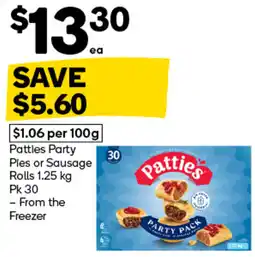 Woolworths Patties Party Pies or Sausage Rolls offer