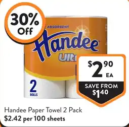 Foodworks Handee Paper Towel 2 Pack offer