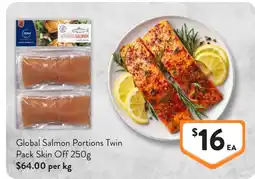 Foodworks Global Salmon Portions Twin Pack Skin Off offer