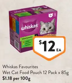 Foodworks Whiskas Favourites Wet Cat Food Pouch offer