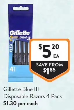 Foodworks Gillette Blue III Disposable Razors offer