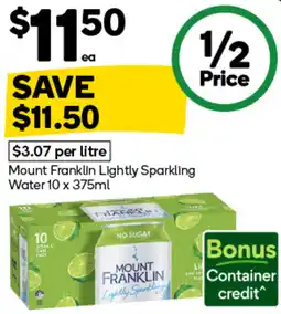 Woolworths Mount Franklin Lightly Sparkling Water offer