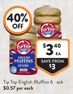 Foodworks Tip Top English Muffins offer