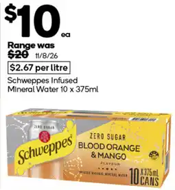Woolworths Schweppes Infused Mineral Water Blood Orange & Mango offer