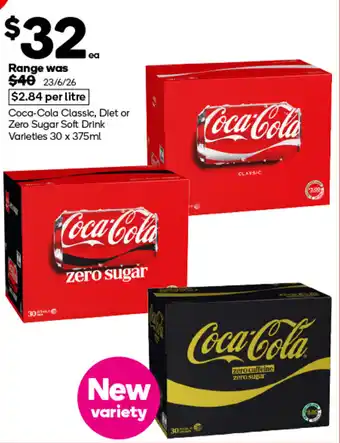 Coca-Cola Classic, Diet or Zero Sugar Soft Drink Varieties