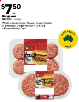 Woolworths Woolworths Australian Beef Burgers offer
