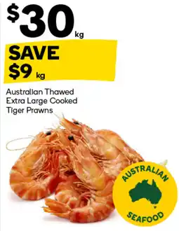 Woolworths Australian Thawed Extra Large Cooked Tiger Prawns offer
