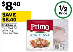 Woolworths Primo Short Cut Bacon offer