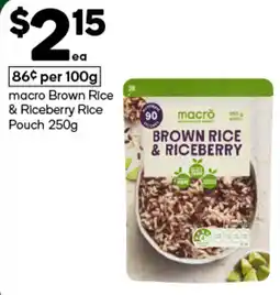 Woolworths macro Brown Rice & Riceberry Rice Pouch offer