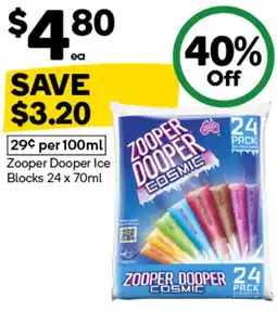 Woolworths Zooper Dooper Ice Blocks offer