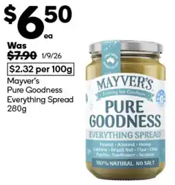 Woolworths Mayver's Pure Goodness Everything Spread offer