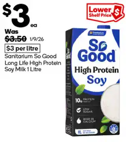 Woolworths Sanitarium So Good Long Life High Protein Soy Milk offer