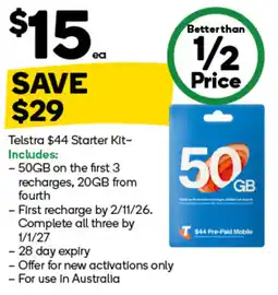 Woolworths Telstra $44 Starter Kit offer