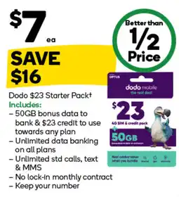 Woolworths Dodo $23 Starter Pack offer