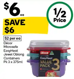 Woolworths décor Microsafe EasyHeat Jewel Oblong Containers offer