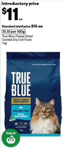 Woolworths True Blue Freeze Dried Coated Dry Cat Food offer