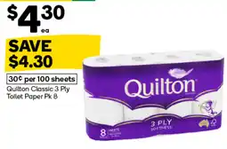 Woolworths Quilton Classic 3 Ply Toilet Paper offer