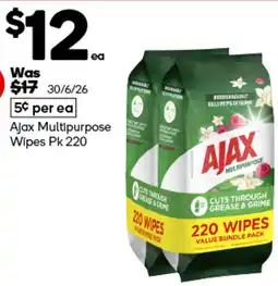Woolworths Ajax Multipurpose Wipes offer