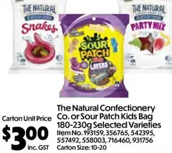 The Natural Confectionery Co. or Sour Patch Kids Bag