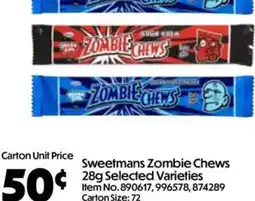 C-Store Distribution Sweetmans Zombie Chews 28g Selected Varieties offer