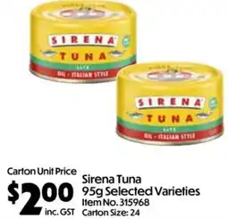 C-Store Distribution Sirena Tuna 95g Selected Varieties offer