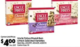 C-Store Distribution Uncle Tobys Muesli Bars 6 Pack Selected Varieties offer