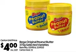 C-Store Distribution Bega Original Peanut Butter Varieties offer