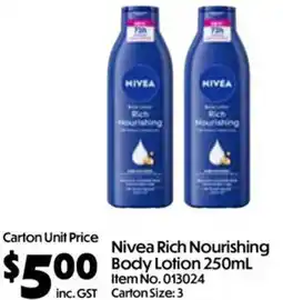 C-Store Distribution Nivea Rich Nourishing Body Lotion offer