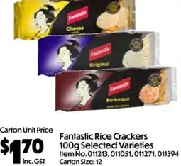 C-Store Distribution Fantastic Rice Crackers Selected Varieties offer