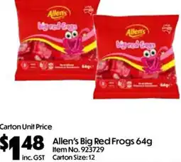 C-Store Distribution Allen's Big Red Frogs offer