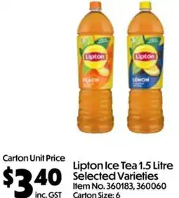 C-Store Distribution Lipton Ice Tea 1.5 Litre Selected Varieties offer