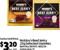 C-Store Distribution Nobby's Beef Jerky 25g Selected Varieties offer