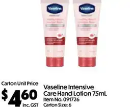 C-Store Distribution Vaseline Intensive Care Hand Lotion offer