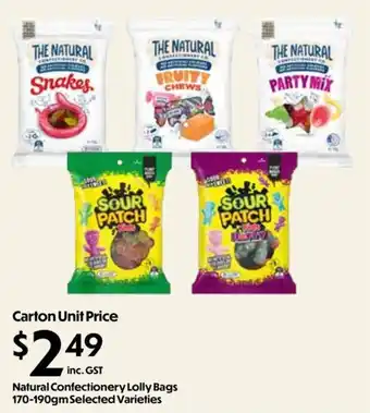 Natural Confectionery Lolly Bags