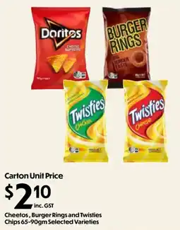 Campbells Wholesale Cheetos, Burger Rings and Twisties Chips Selected Varieties offer