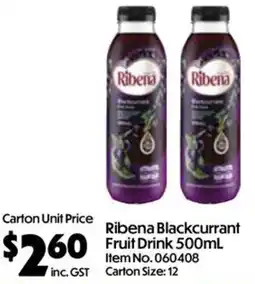 C-Store Distribution Ribena Blackcurrant Fruit Drink offer