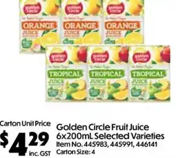 C-Store Distribution Golden Circle Fruit Juice Selected Varieties offer