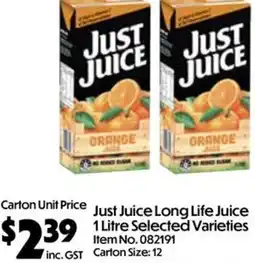 C-Store Distribution Just Juice Long Life Juice offer